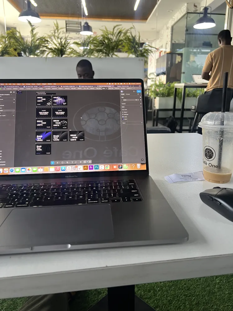 Design work in progress on a laptop
